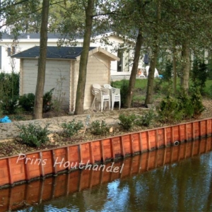 Beschoeiinsschot hardhout 120cm hoog incl worteldoek